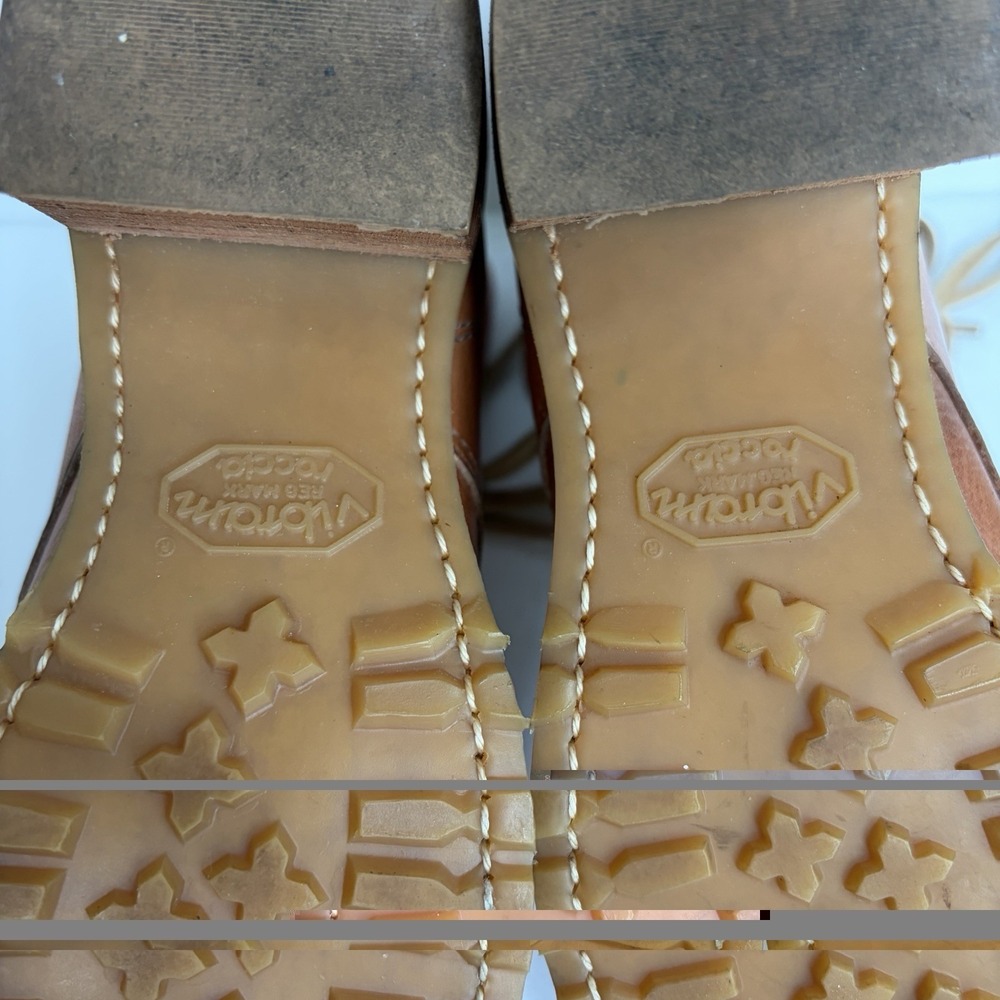 Vintage Frye Sabrina 6G Lace Up Boot 7.5 Saddle Leather Made USA Vibram Lug Heel - Picture 12 of 16